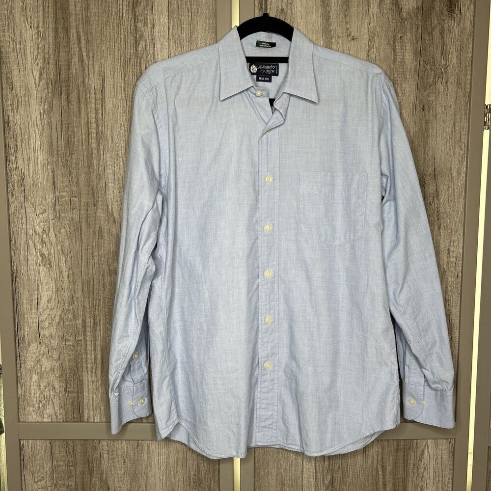 J Crew Haberdashery Office Preppy Shirt Button Up Cotton Blue Color Size M